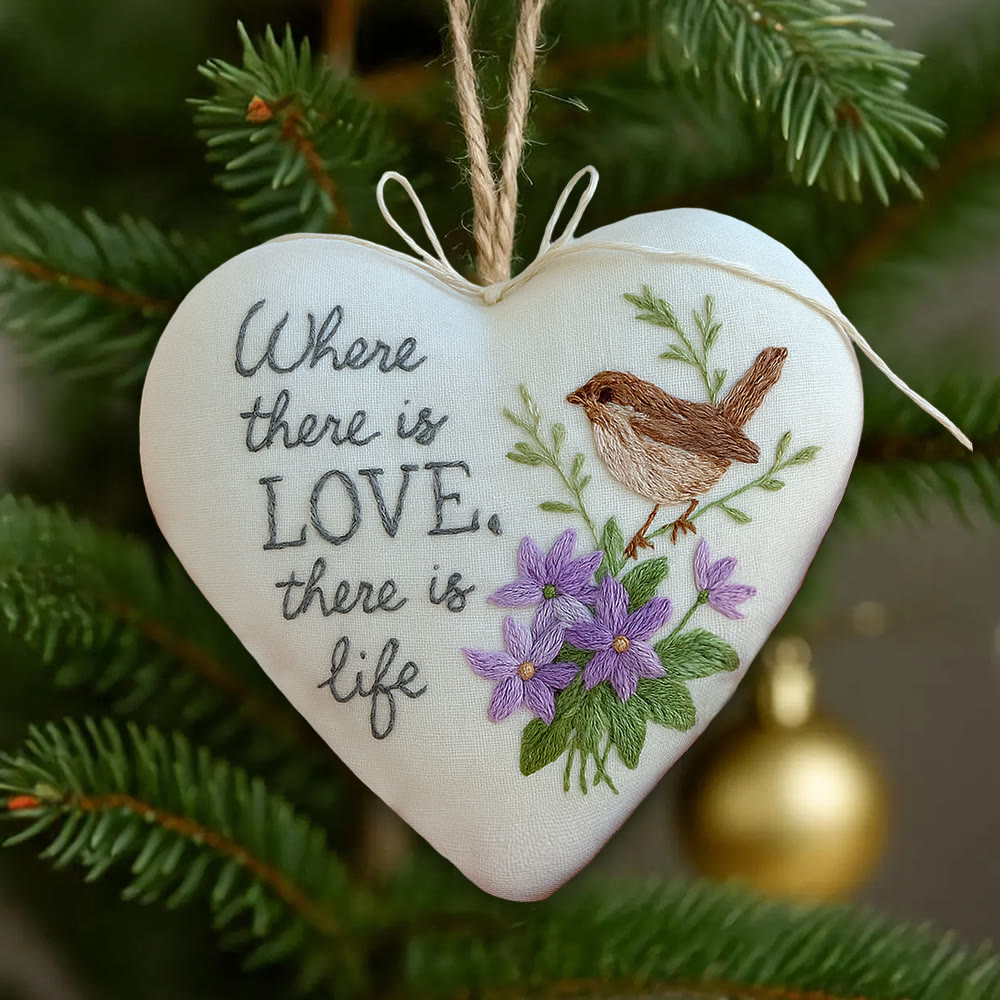 Rubbyoo Heart Embroidery Kit - Love Bird | Floral Animal Craft | Handmade Valentines Ornament  - 6 inches hoop kit - image 1