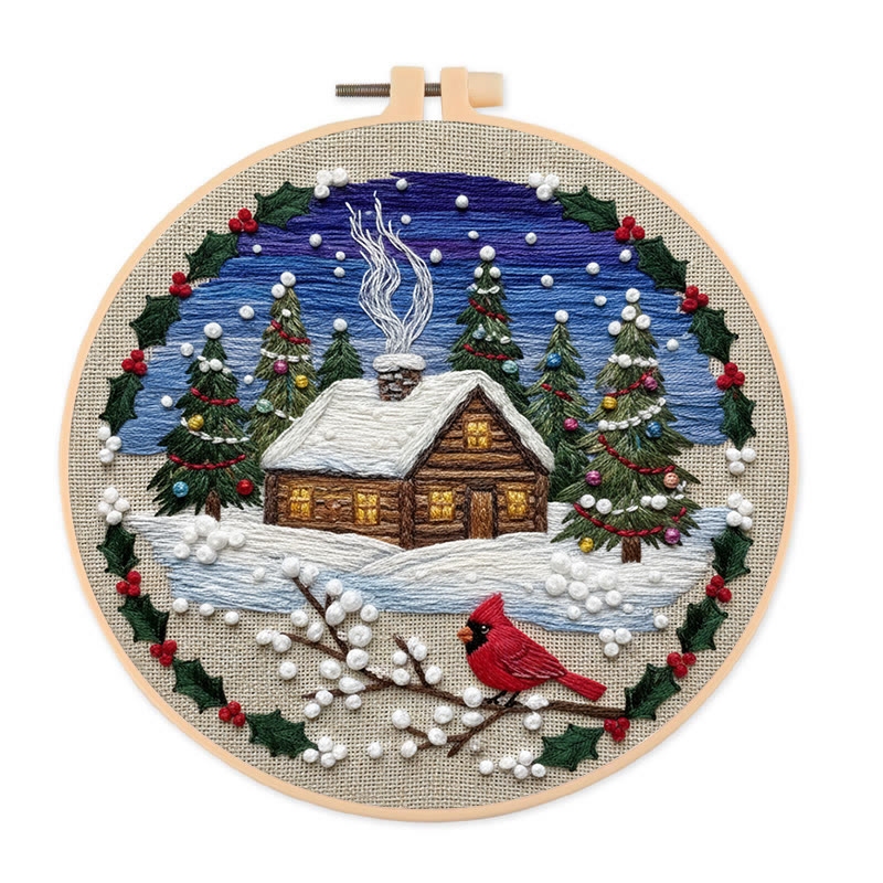 Rubbyoo Embroidery Kit - Christmas Town | Diy Christmas Collection | Unique Home Decor - 20*20cm - image 1