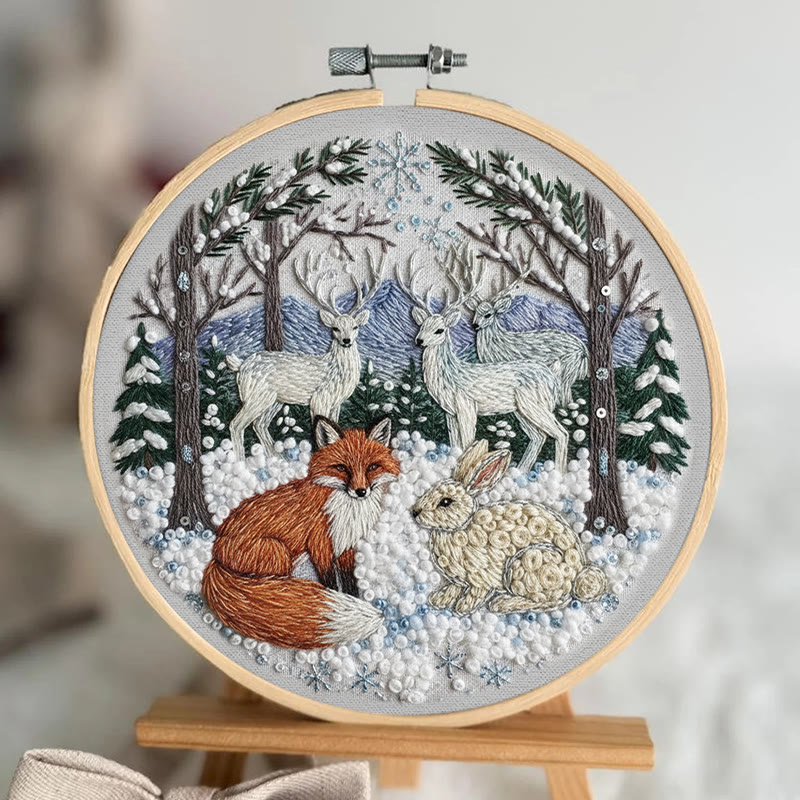 Rubbyoo Embroidery Kit - Winter Animal | Handmade Hoop Art | Perfect Gift For Animal Lover - image 5