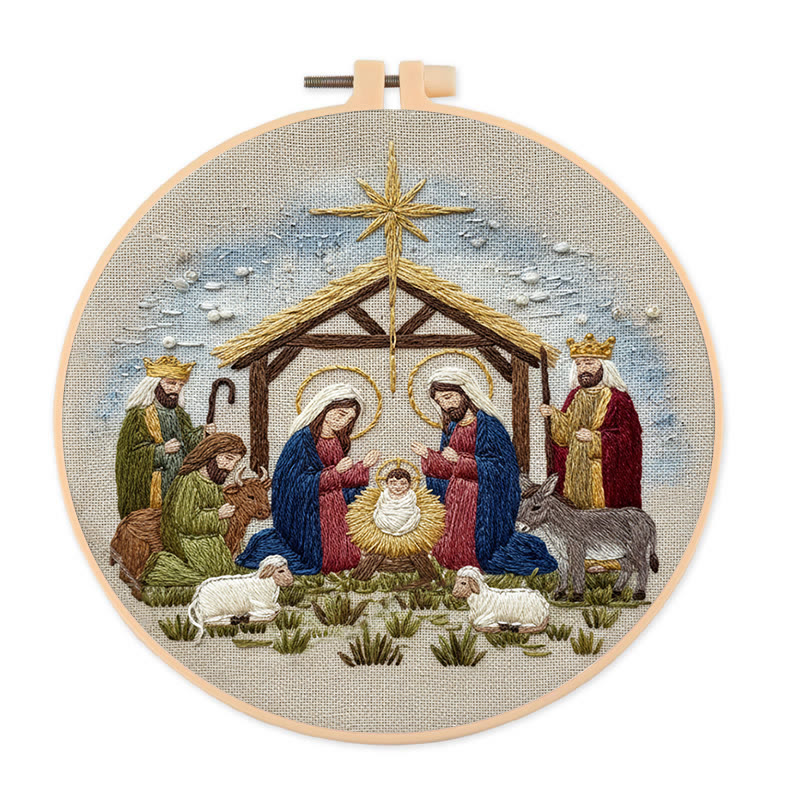 Rubbyoo Embroidery Kit - Christmas Nativity  | Diy Holiday Needlework | Decorative Handmade Craft - 20*20cm - image 1
