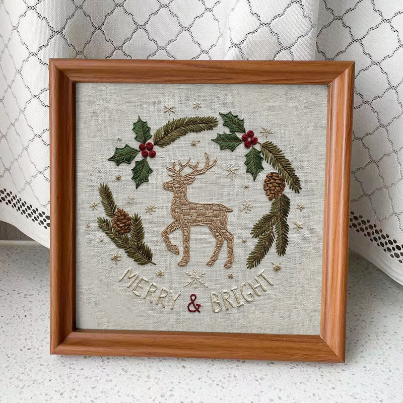 Rubbyoo Embroidery Kit - Holly Reindeer | Home Hanging Ornament | Needle Holiday Gift  - Embroidery Kit Plus An Extra Frame - image 11