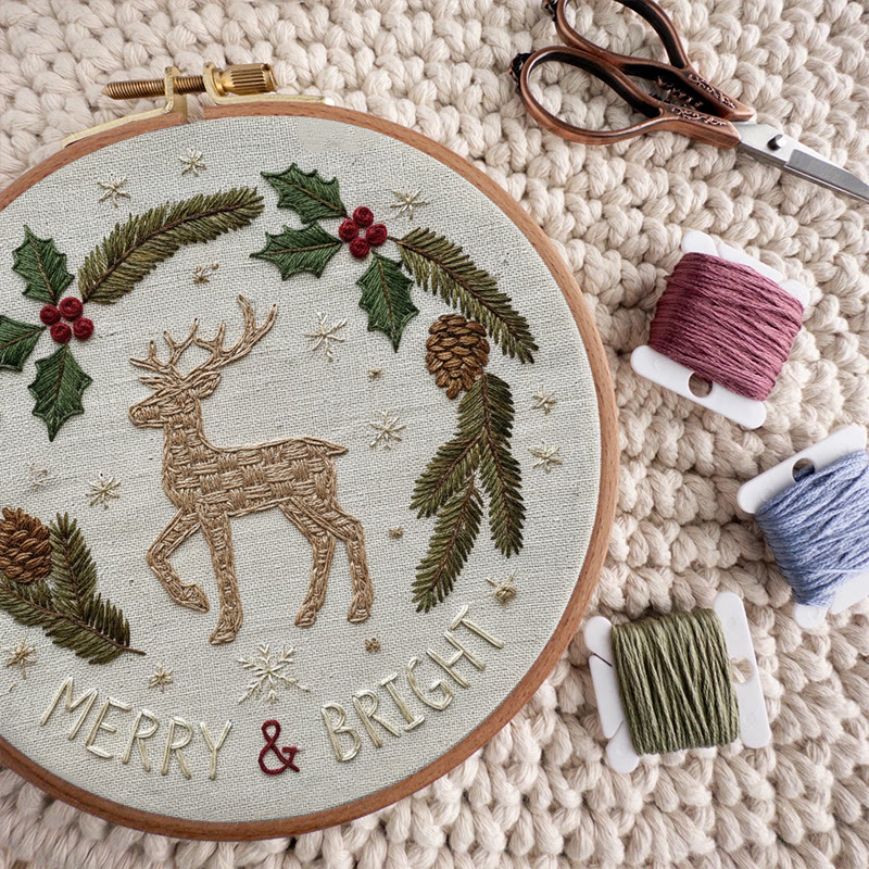 Rubbyoo Embroidery Kit - Holly Reindeer | Home Hanging Ornament | Needle Holiday Gift  - image 2