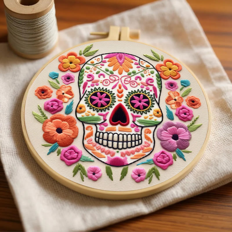 Rubbyoo Embroidery Kit - Floral Calavera | Beginner Needle Craft | Diy Stitching Art  - image 5