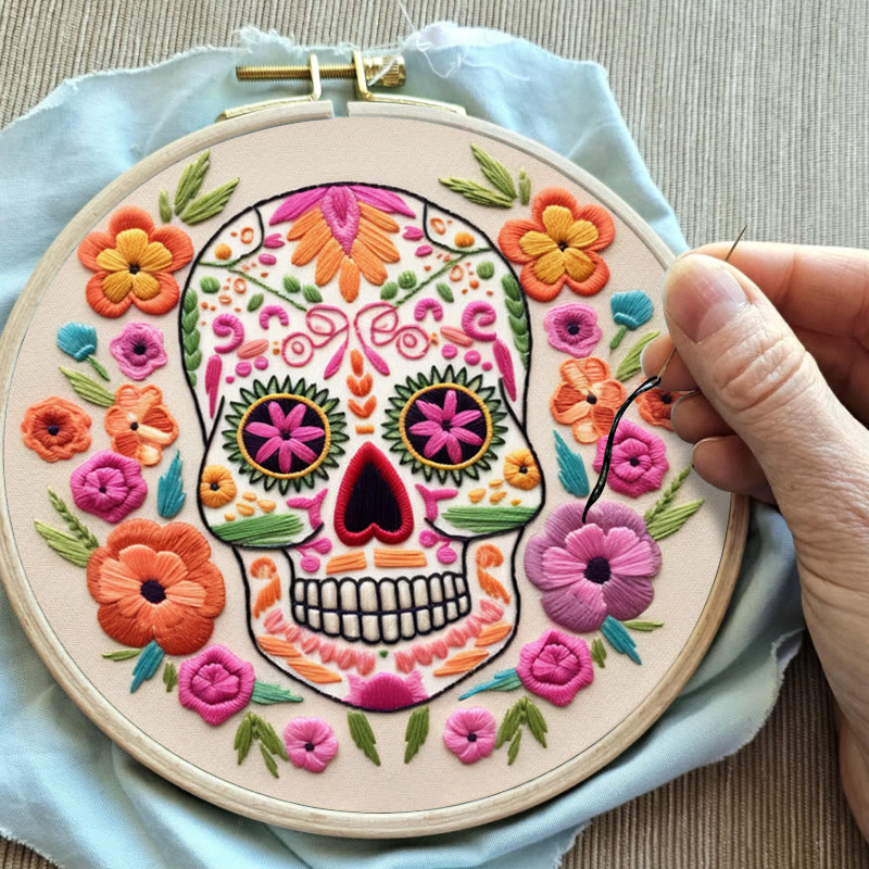 Rubbyoo Embroidery Kit - Floral Calavera | Beginner Needle Craft | Diy Stitching Art  - image 3