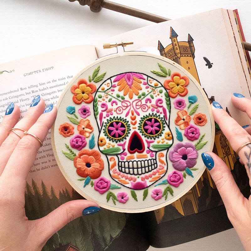 Rubbyoo Embroidery Kit - Floral Calavera | Beginner Needle Craft | Diy Stitching Art  - image 4