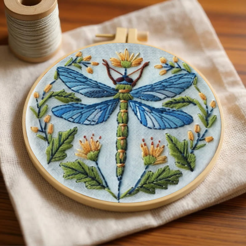 Rubbyoo Embroidery Kit - Floral Dragonfly | Diy Insect Craft | Hanging Wall Art Decor - image 3