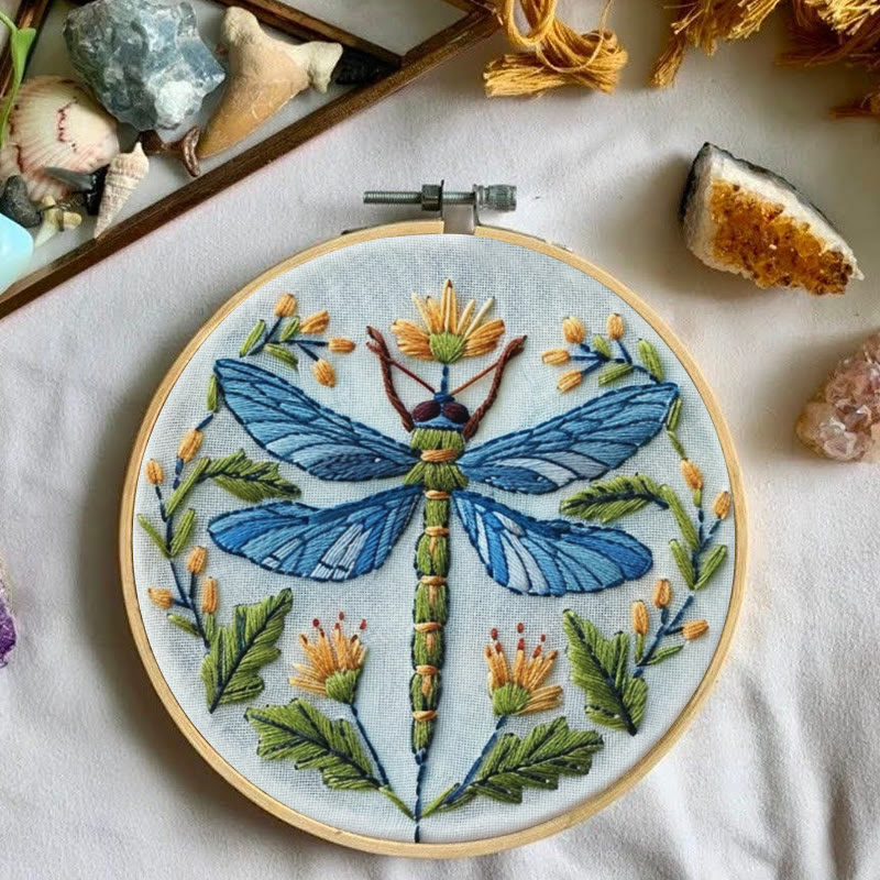 Rubbyoo Embroidery Kit - Floral Dragonfly | Diy Insect Craft | Hanging Wall Art Decor - image 2