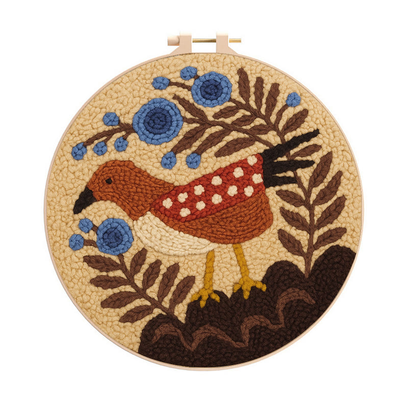 Little Turtledove Punch Needle Kit - Unique Bird Art | Perfect Craft For Beginner - 8 inch Hoop Kit - image 1