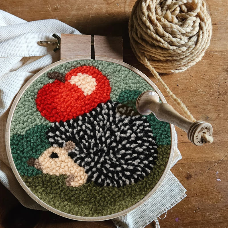  Apple Hedgehog Punch Needle Kit - Diy Animal Coaster | Nice Desk Ornament  - image 9