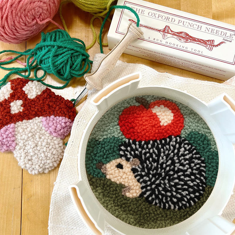  Apple Hedgehog Punch Needle Kit - Diy Animal Coaster | Nice Desk Ornament  - image 7