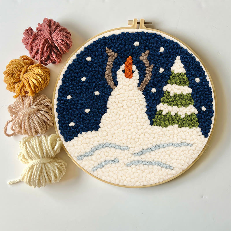 Christmas Snowman And Tree Punch Needle Kit - Handmade Needle Craft | Festival Decoration Gift  - image 7