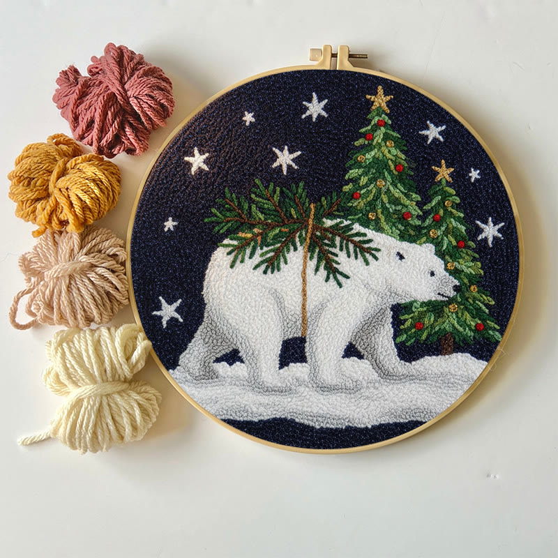 Polar Bears Punch Needle Kit - Christmas Tree Ornament | Easy Handmade Craft For Adults - image 2