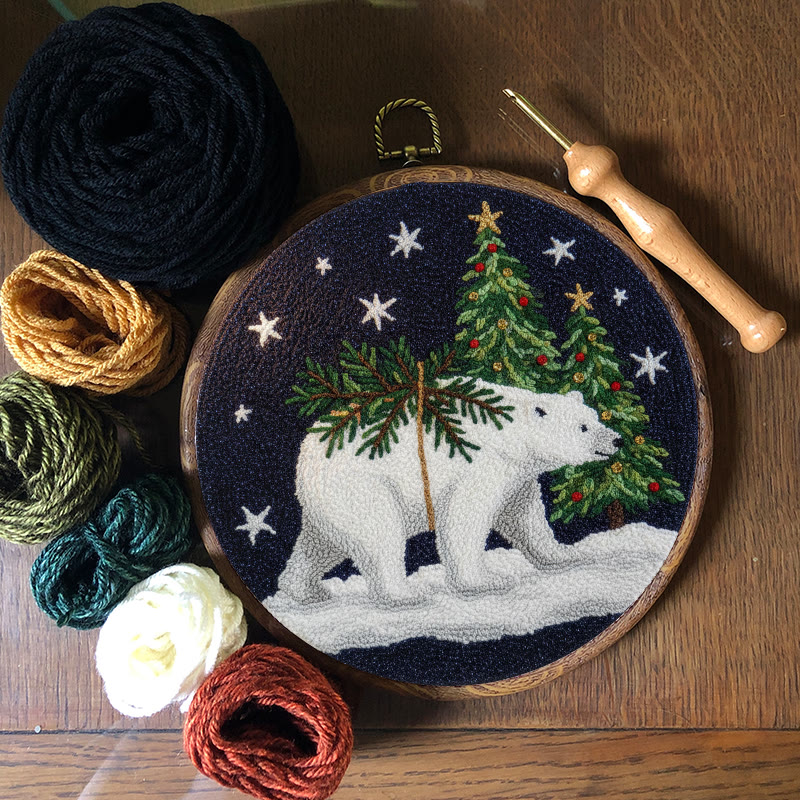 Polar Bears Punch Needle Kit - Christmas Tree Ornament | Easy Handmade Craft For Adults - image 9