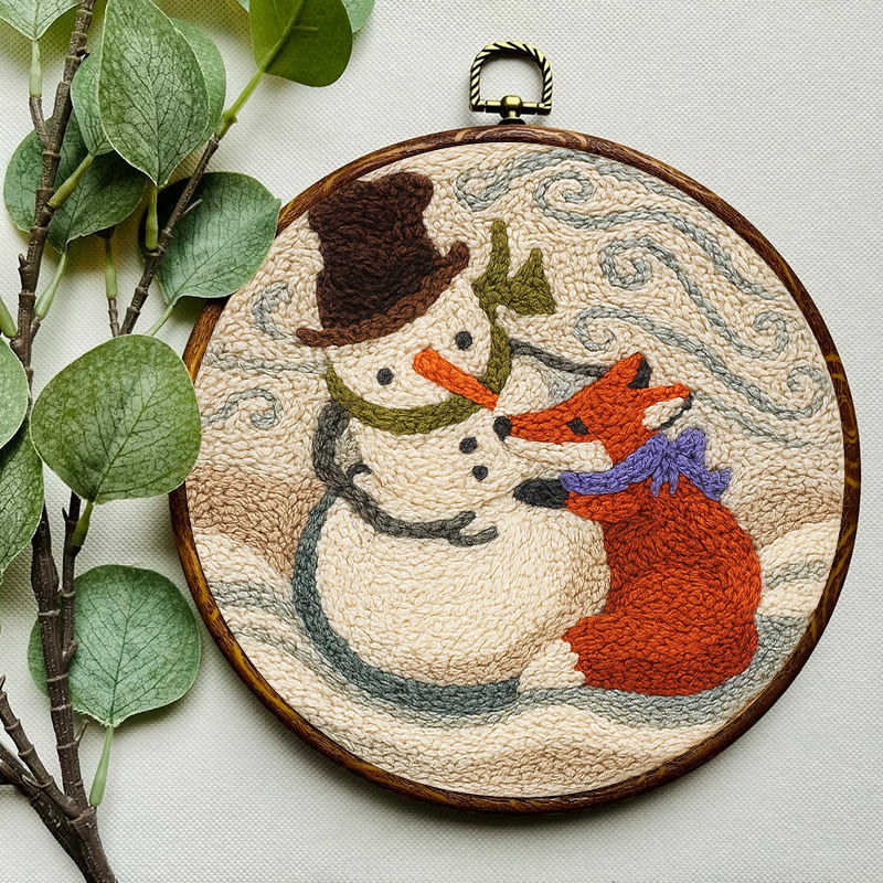 Fox And Snowman Punch Needle Kit - Winter Animal Artwork | Unique Christmas Collection  - image 4