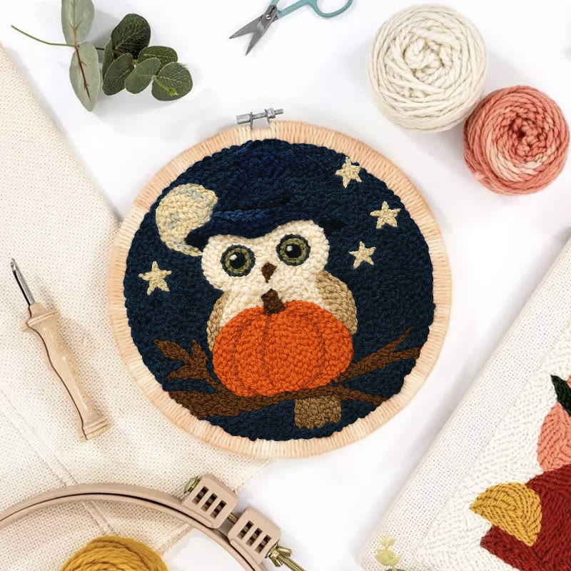 Night Owl Punch Needle Kit - Handmade Bird Art | Nice Decor For Halloween  - image 3