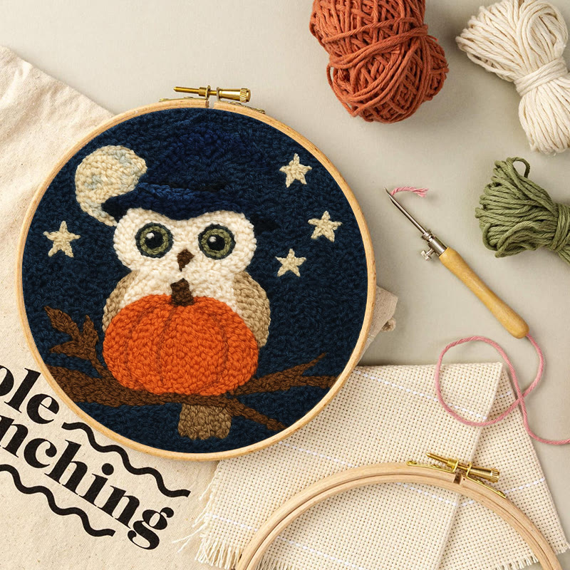 Night Owl Punch Needle Kit - Handmade Bird Art | Nice Decor For Halloween  - image 2