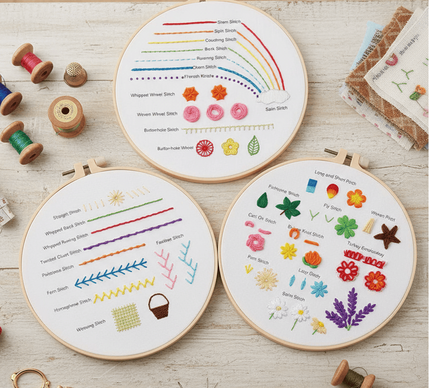 Rubbyoo 3-piece Embroidery Starter Kit - Flower Design Needlestitch | Nice Gift For Handmade Lovers - 3-piece Embroidery Starter Kit - image 1