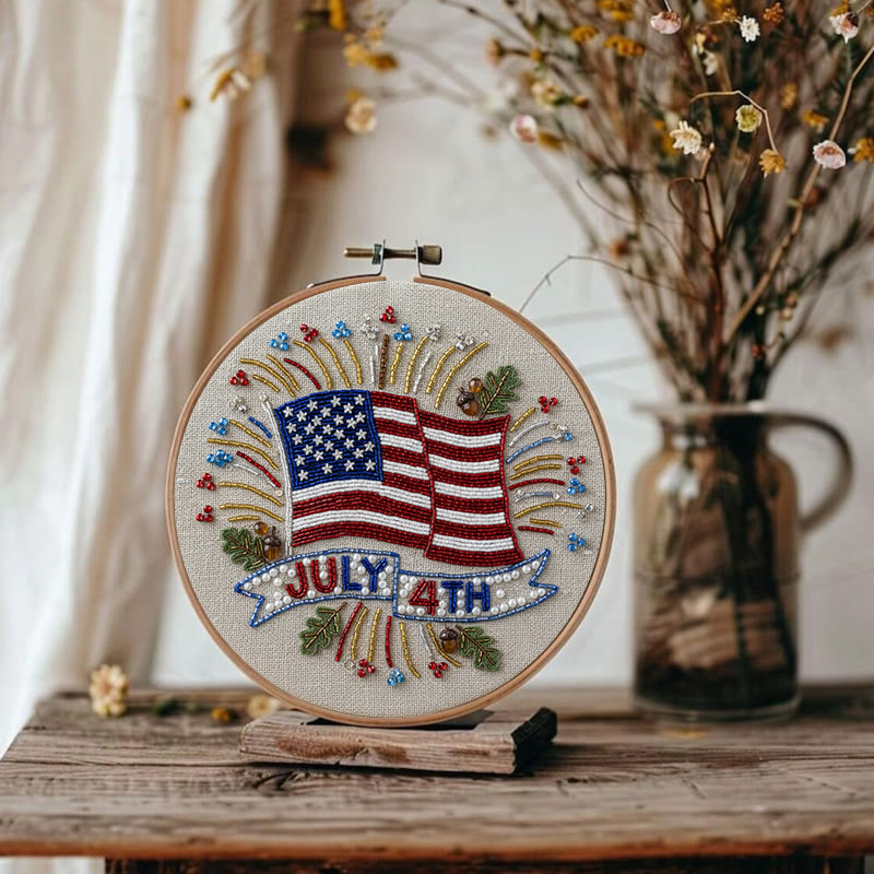 Rubbyoo Bead Embroidery Kit - 4th Of July | Diy Handmade Craft | Unique Hoop Art - image 11