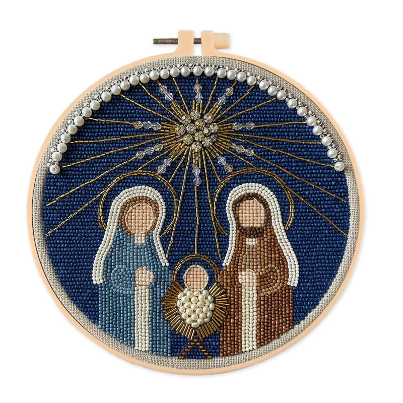 Rubbyoo Bead Embroidery Kit - Nativity Day | Creative Handmade Needlepoint | Diy Wall Hanging - 15cm*15cm - image 1