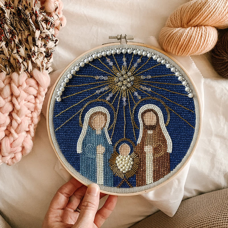 Rubbyoo Bead Embroidery Kit - Nativity Day | Creative Handmade Needlepoint | Diy Wall Hanging - image 3