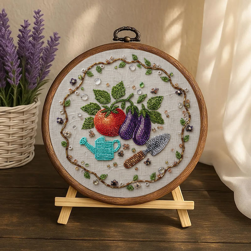 Rubbyoo Bead Embroidery Kit - Vegetable Planting | Easy Handmade Craft | Diy Decorative Hoop Art - image 4