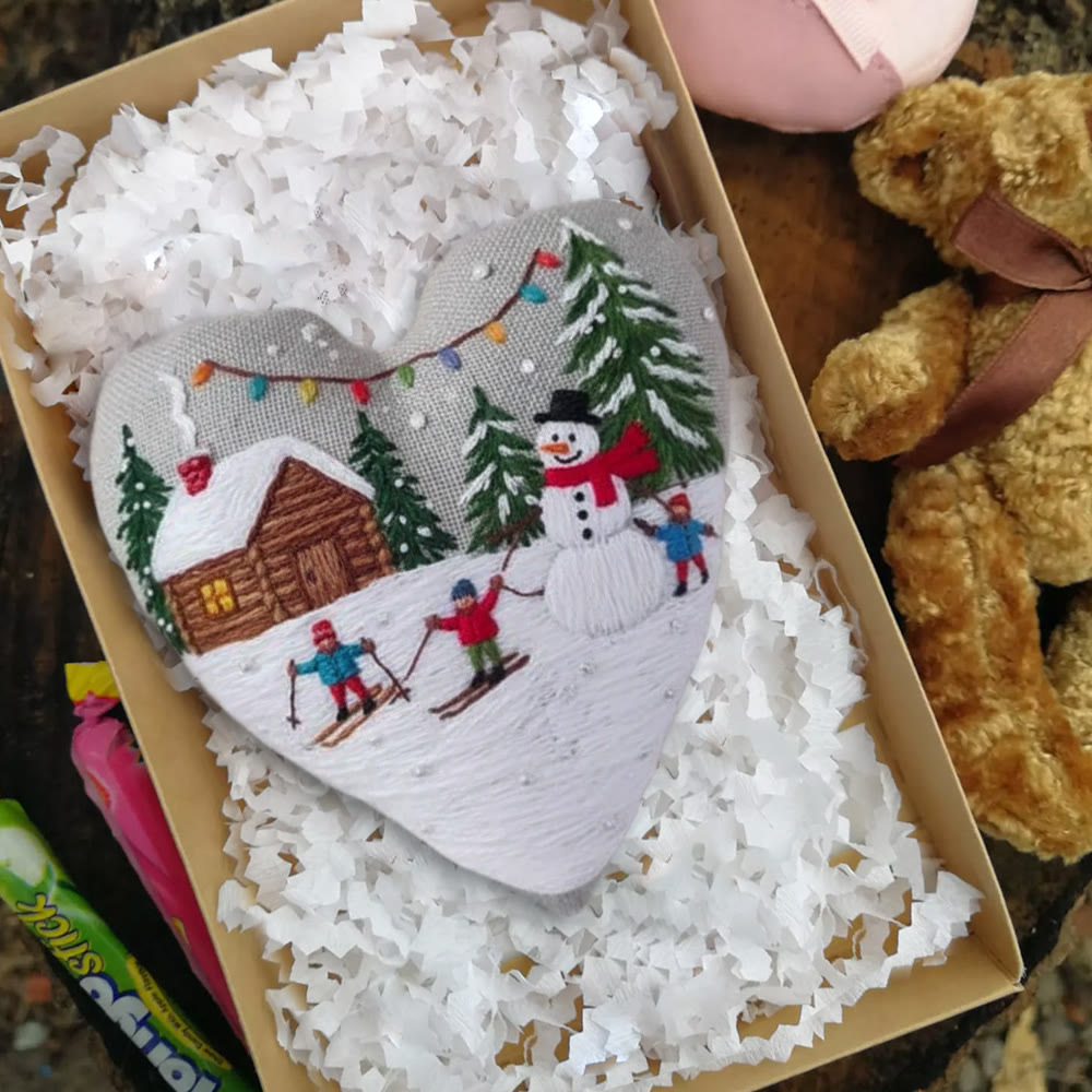 Rubbyoo Heart Embroidery Kit - Winter Snowman | Christmas Handmade Decor | Diy Holiday Gift - image 3