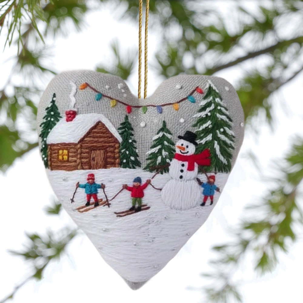 Rubbyoo Heart Embroidery Kit - Winter Snowman | Christmas Handmade Decor | Diy Holiday Gift - image 2