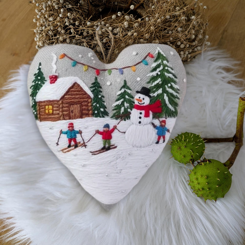 Rubbyoo Heart Embroidery Kit - Winter Snowman | Christmas Handmade Decor | Diy Holiday Gift - image 6
