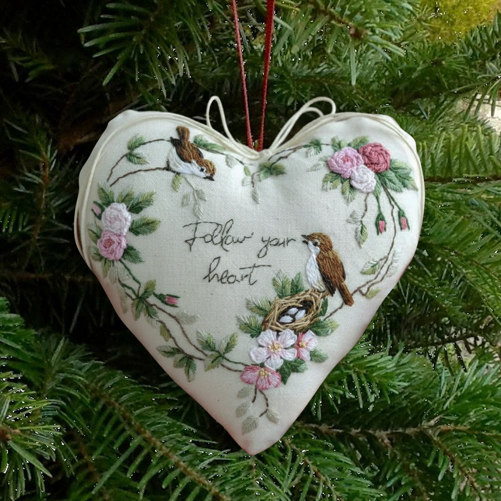 Rubbyoo Heart Embroidery Kit - Follow Your Heart | Handmade Heart Decor | Diy Craft For Friend  - 6 inches hoop kit - image 1