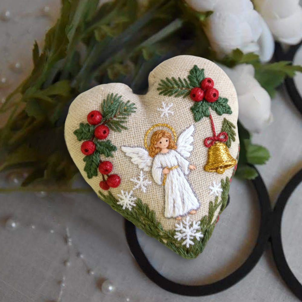 Rubbyoo Heart Embroidery Kit - Angel Blessing  |  Handmade Christmas Collection | Home Hanging Craft  - image 2