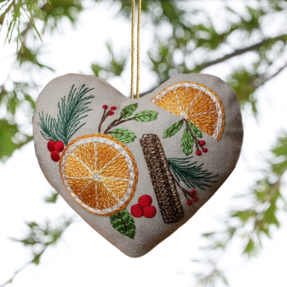 Rubbyoo Heart Embroidery Kit - Orange And Spices | Christmas Tree Ornament | Nice Gift For Friend  - image 3