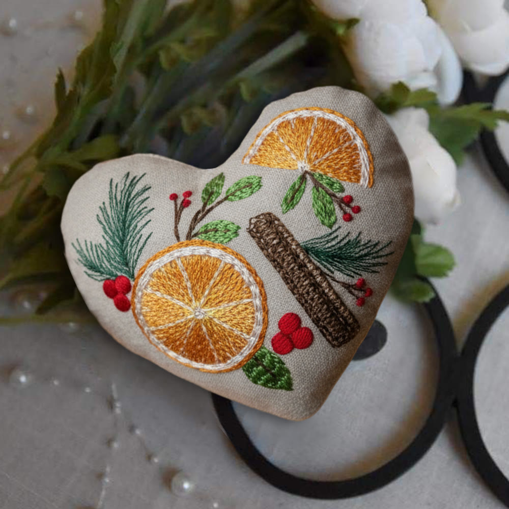 Rubbyoo Heart Embroidery Kit - Orange And Spices | Christmas Tree Ornament | Nice Gift For Friend  - image 2