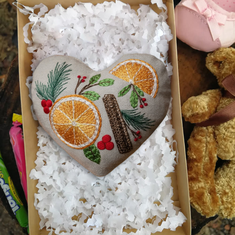 Rubbyoo Heart Embroidery Kit - Orange And Spices | Christmas Tree Ornament | Nice Gift For Friend  - image 7