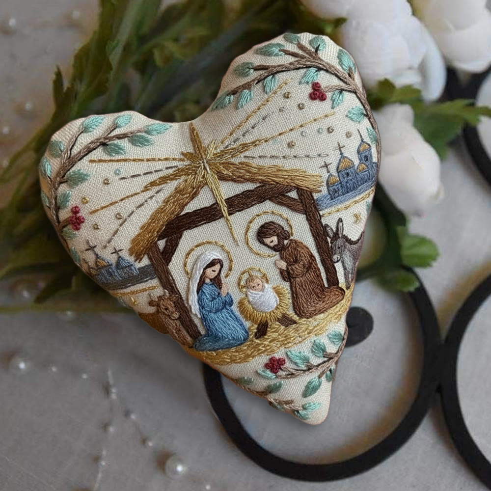 Rubbyoo Heart Embroidery Kit - Christmas Nativity | Stitch Handmade Craft | Diy Hanging Craft  - image 2