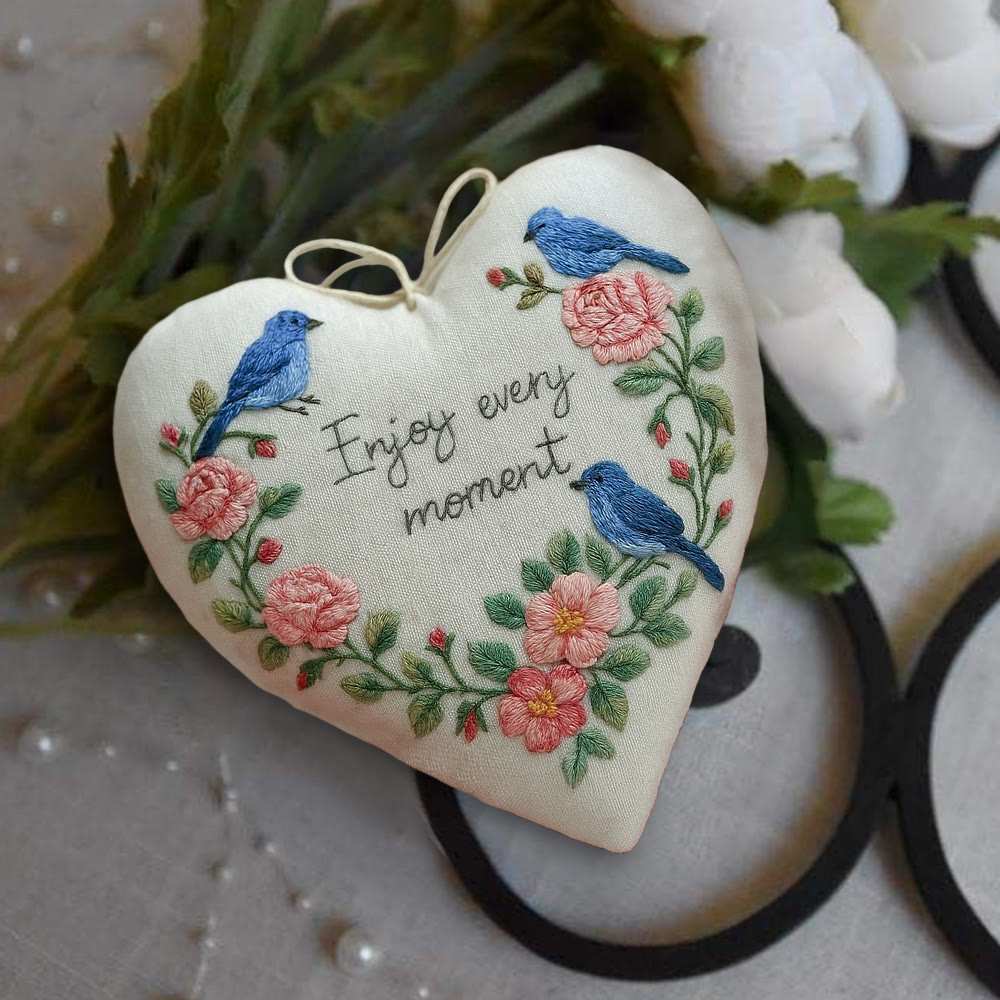 Rubbyoo Heart Embroidery Kit - Enjoy Every Moment | Handmade Wall Decor | Perfect Gift For Crafter - image 2