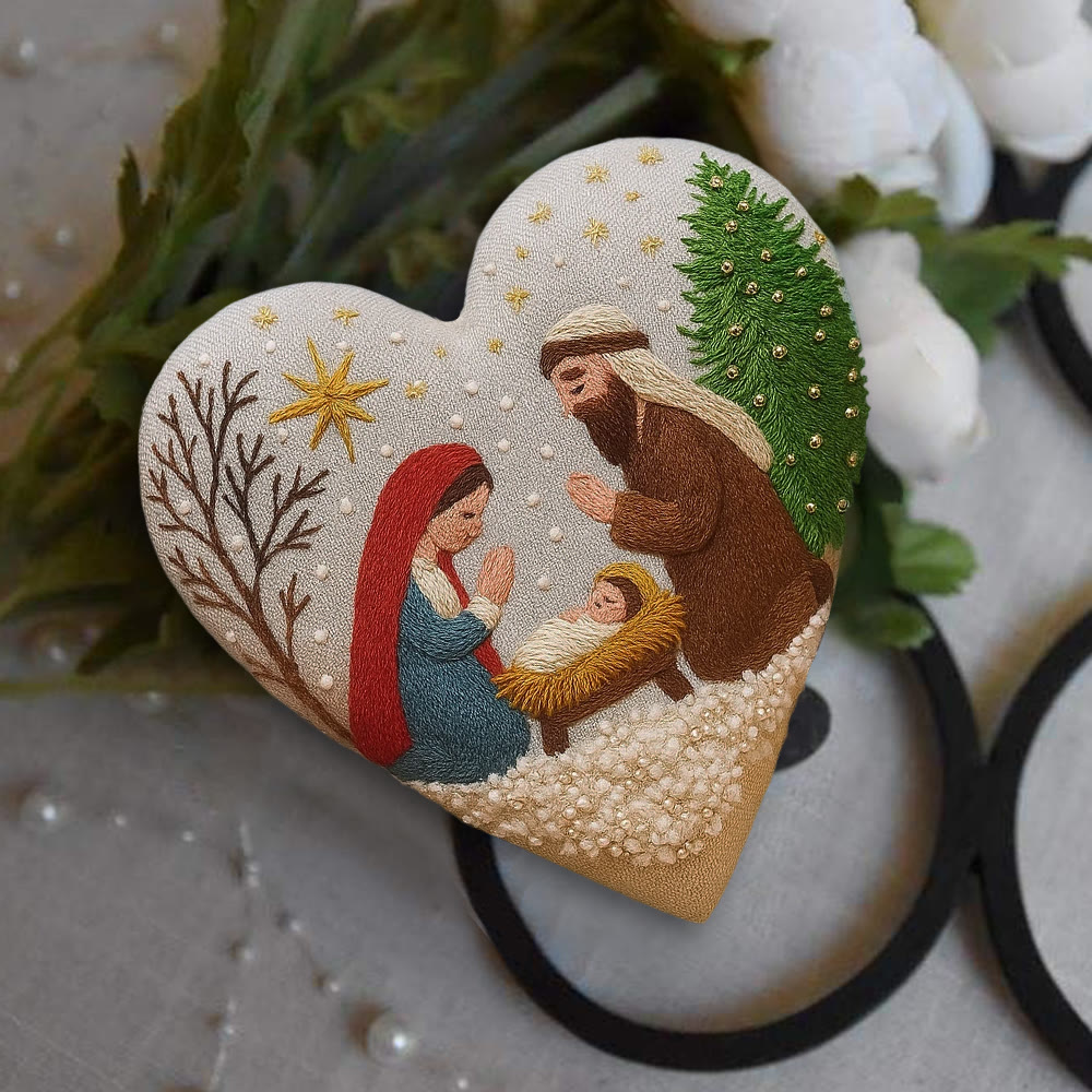 Rubbyoo Heart Embroidery Kit - Christmas Prayer | Handmade Needle Artwork | Diy Christmas Tree Decor  - image 2