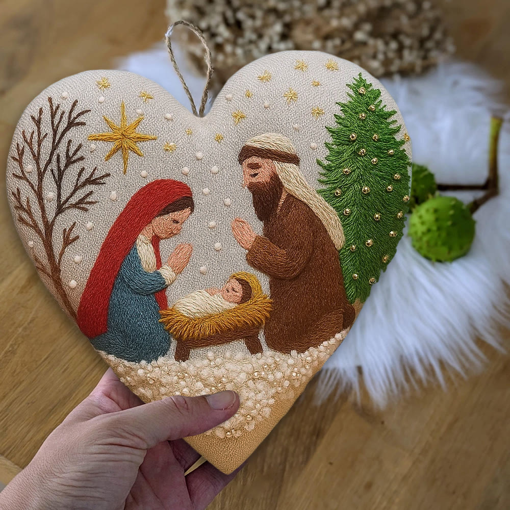 Rubbyoo Heart Embroidery Kit - Christmas Prayer | Handmade Needle Artwork | Diy Christmas Tree Decor  - image 8