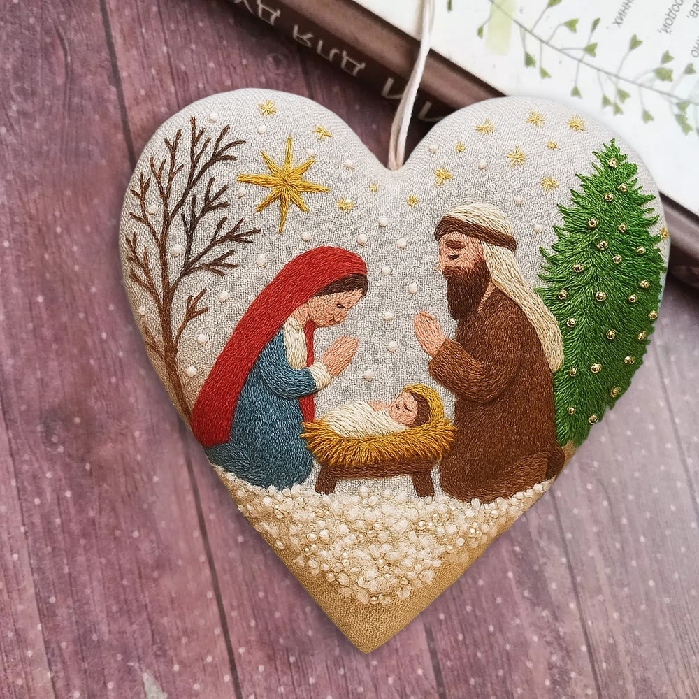Rubbyoo Heart Embroidery Kit - Christmas Prayer | Handmade Needle Artwork | Diy Christmas Tree Decor  - image 7