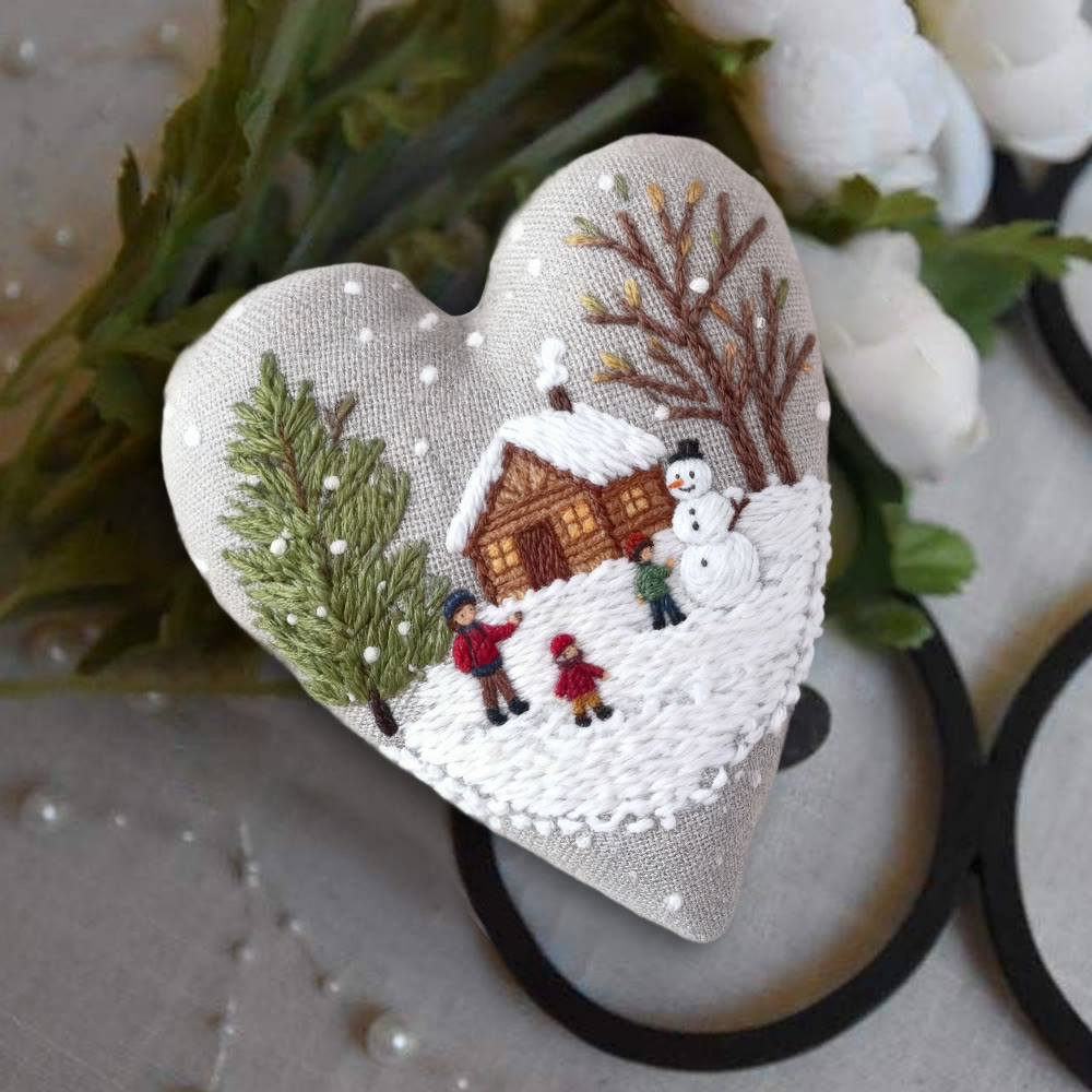 Rubbyoo Heart Embroidery Kit - Light Snow | Winter Handmade Art | Christmas Wall Hanging  - image 2