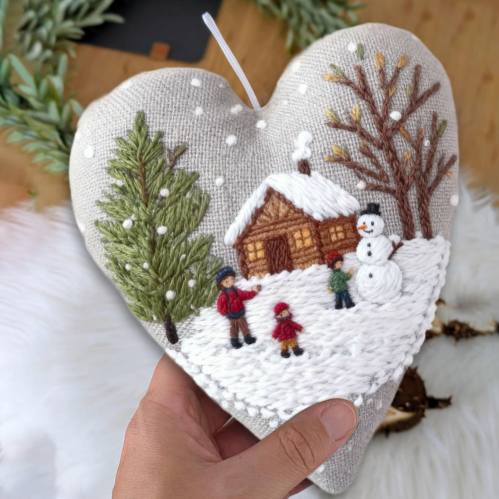 Rubbyoo Heart Embroidery Kit - Light Snow | Winter Handmade Art | Christmas Wall Hanging  - image 4