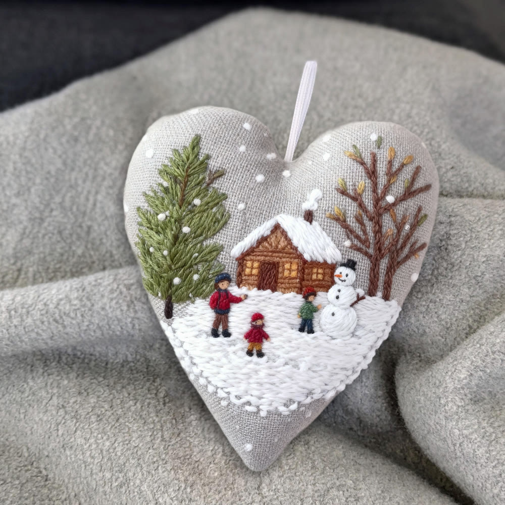 Rubbyoo Heart Embroidery Kit - Light Snow | Winter Handmade Art | Christmas Wall Hanging  - image 3