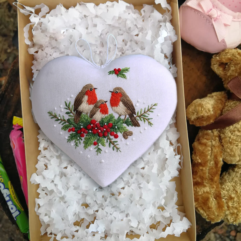 Rubbyoo Heart Embroidery Kit - Bird Family | Christmas Bird Art | Perfect For Bird Lovers - image 3