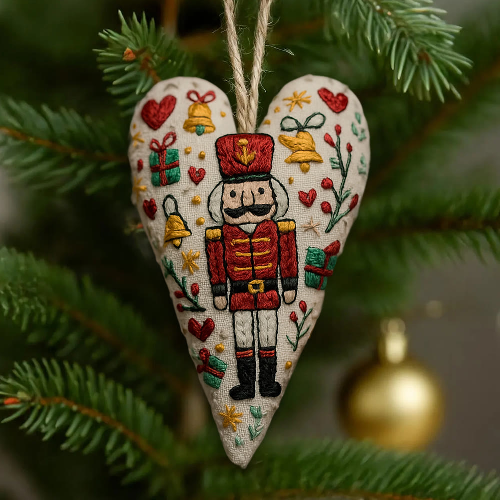 Rubbyoo Heart Embroidery Kit - Nutcracker | Christmas Tree Decoration | Nice Festive Gift  - 6 inches hoop kit - image 1