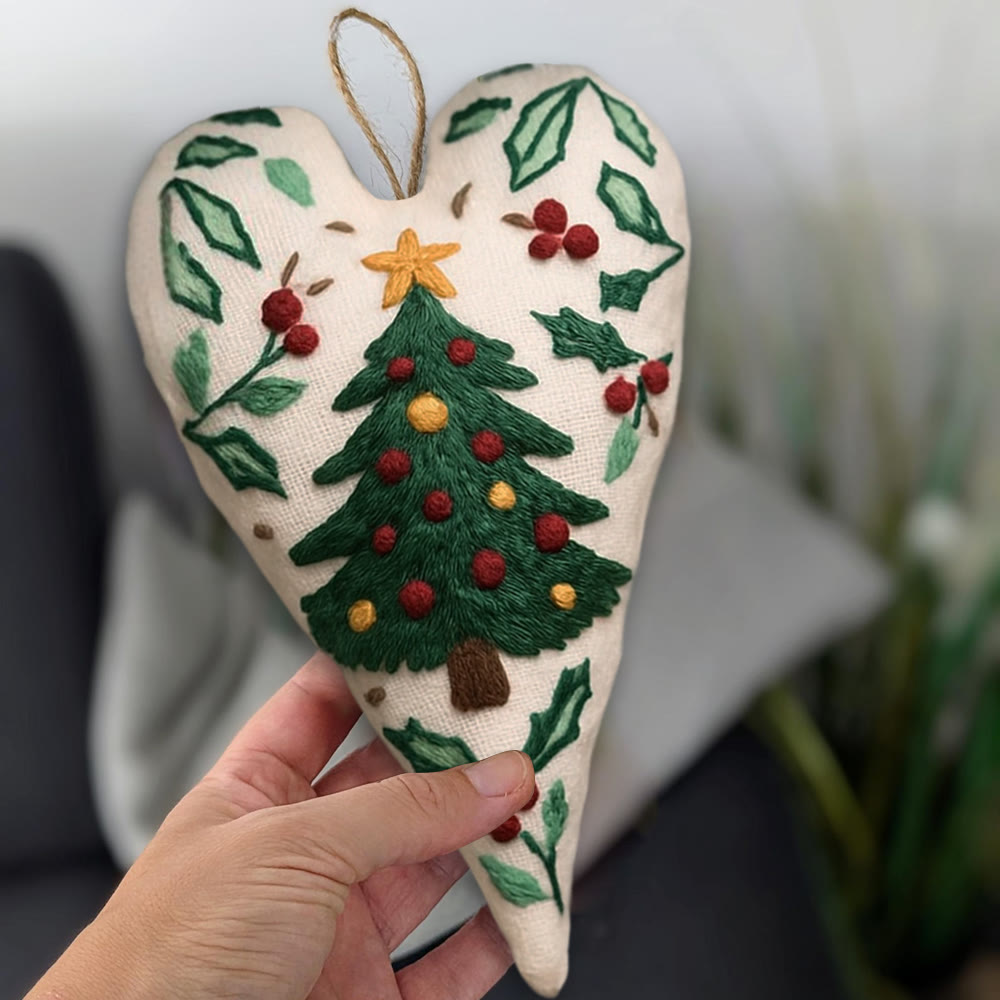 Rubbyoo Heart Embroidery Kit - Christmas Tree | Perfect Handmade Gift For Kid | Diy Needle Art  - image 3