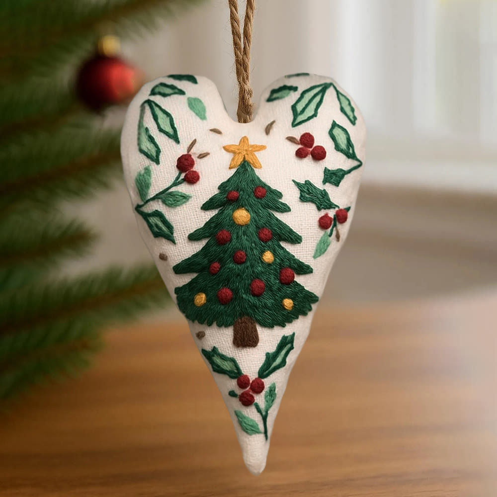 Rubbyoo Heart Embroidery Kit - Christmas Tree | Perfect Handmade Gift For Kid | Diy Needle Art  - image 2