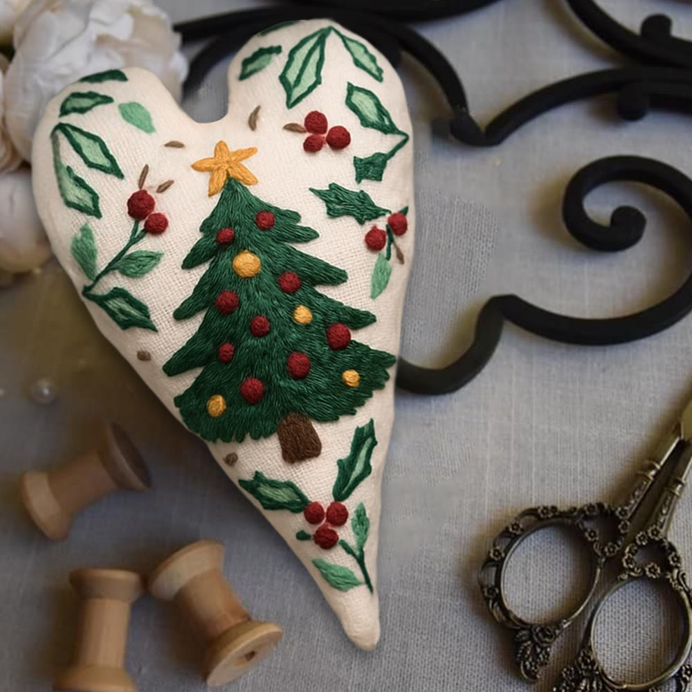 Rubbyoo Heart Embroidery Kit - Christmas Tree | Perfect Handmade Gift For Kid | Diy Needle Art  - image 4