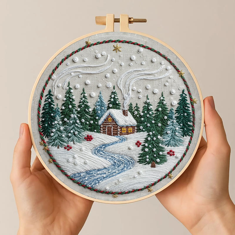 Rubbyoo Embroidery Kit - Winter Village | Diy Holiday Ornament | Nice Stitch Artwork - image 2