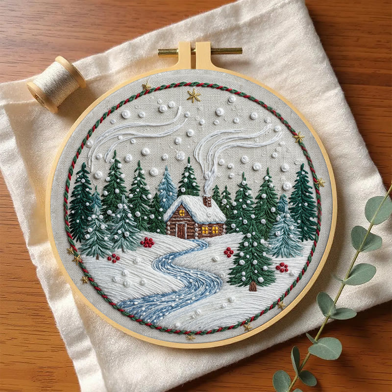 Rubbyoo Embroidery Kit - Winter Village | Diy Holiday Ornament | Nice Stitch Artwork - image 5