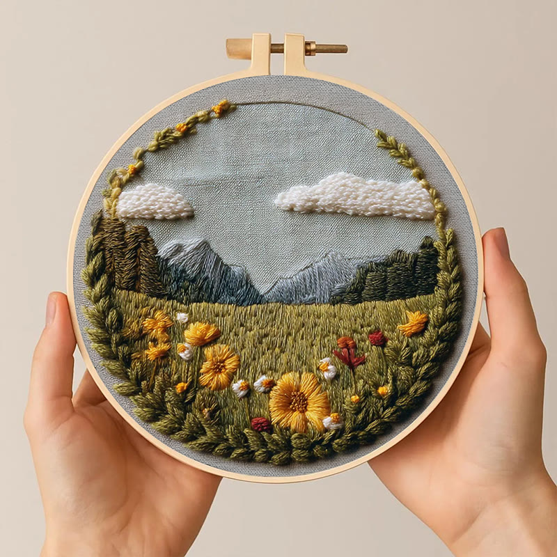 Rubbyoo Embroidery Kit - Beautiful Wildflower | Handmade Landscape Craft | Diy Stitch Craft For Starter - image 2