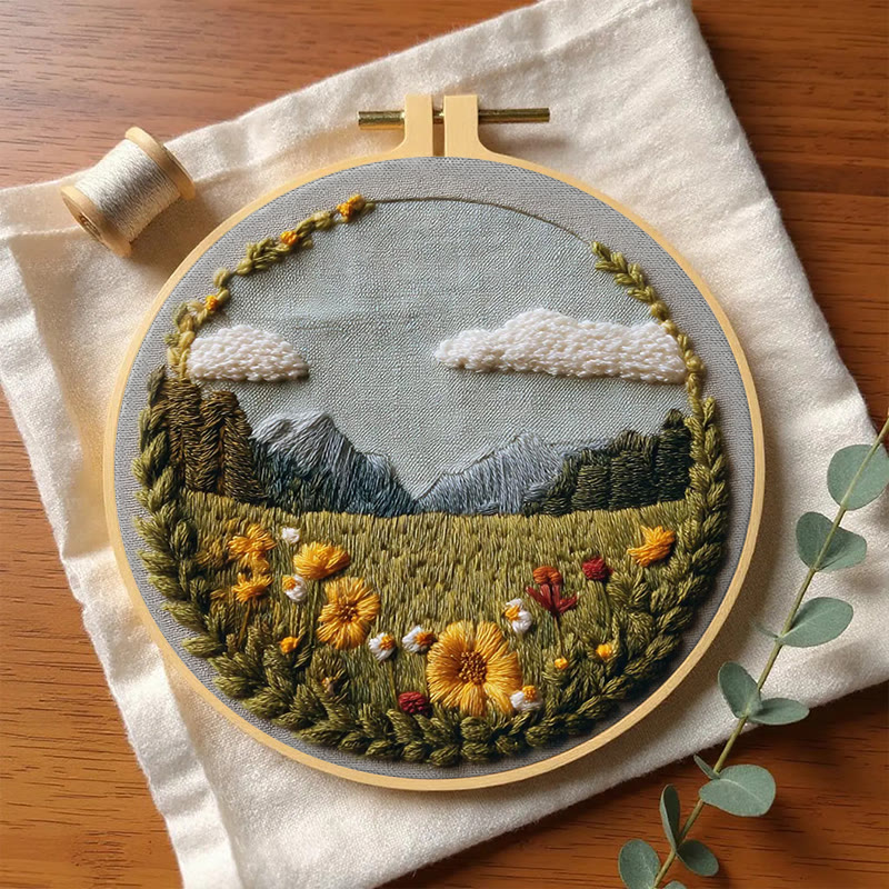 Rubbyoo Embroidery Kit - Beautiful Wildflower | Handmade Landscape Craft | Diy Stitch Craft For Starter - image 6